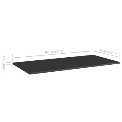 Bookshelf Boards 4 pcs High Gloss Black 80x30x1.5 cm Engineered Wood