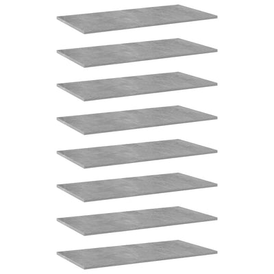 Bookshelf Boards 8 pcs Concrete Grey 80x40x1.5 cm Engineered Wood