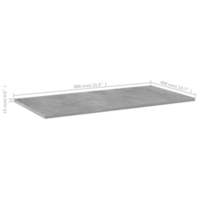 Bookshelf Boards 8 pcs Concrete Grey 80x40x1.5 cm Engineered Wood