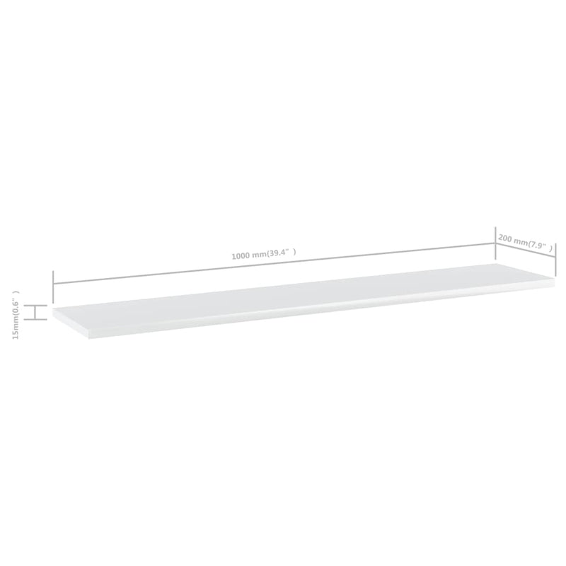 Bookshelf Boards 4 pcs High Gloss White 100x20x1.5 cm Engineered Wood