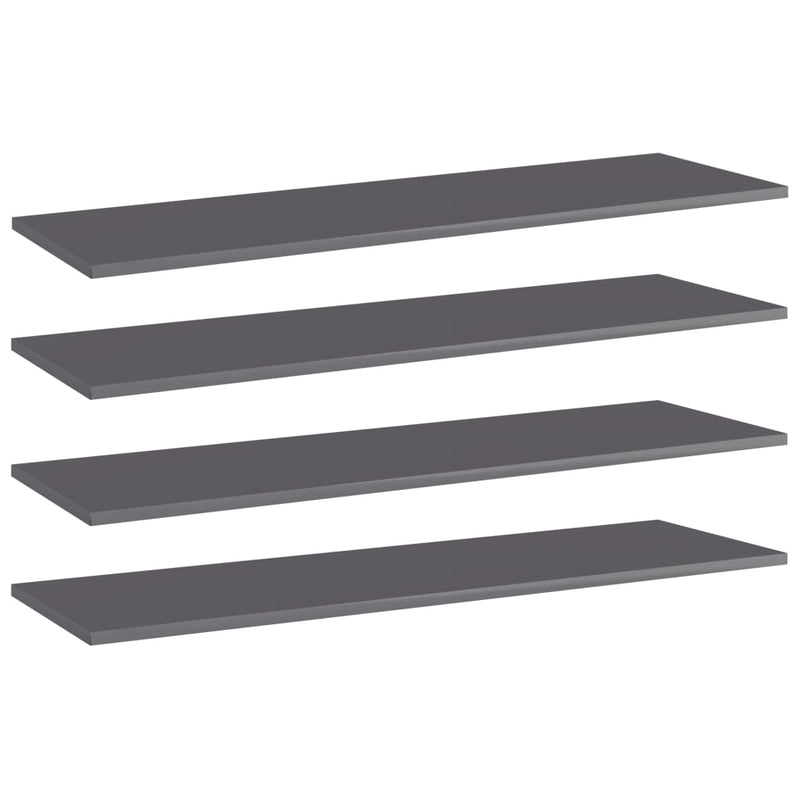 Bookshelf Boards 4 pcs High Gloss Grey 100x30x1.5 cm Engineered Wood