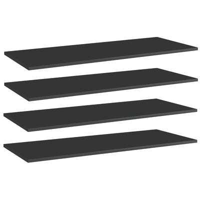 Bookshelf Boards 4 pcs High Gloss Black 100x40x1.5 cm Engineered Wood