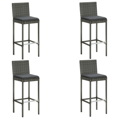 5 Piece Garden Bar Set with Cushions Poly Rattan Grey