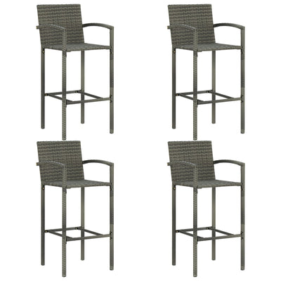 5 Piece Garden Bar Poly Rattan Grey