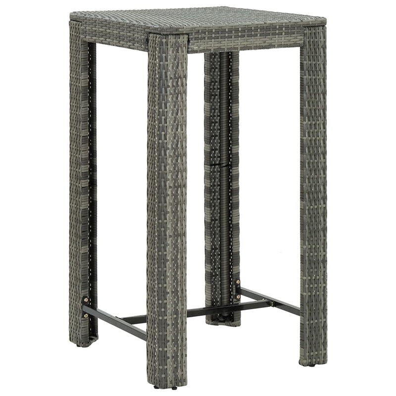 3 Piece Garden Bar Set with Cushions Poly Rattan Grey