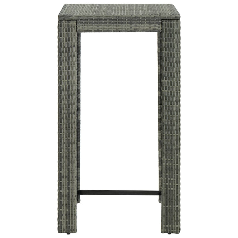 3 Piece Garden Bar Set with Cushions Poly Rattan Grey