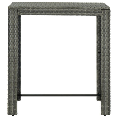 7 Piece Garden Bar Set with Cushions Poly Rattan Grey