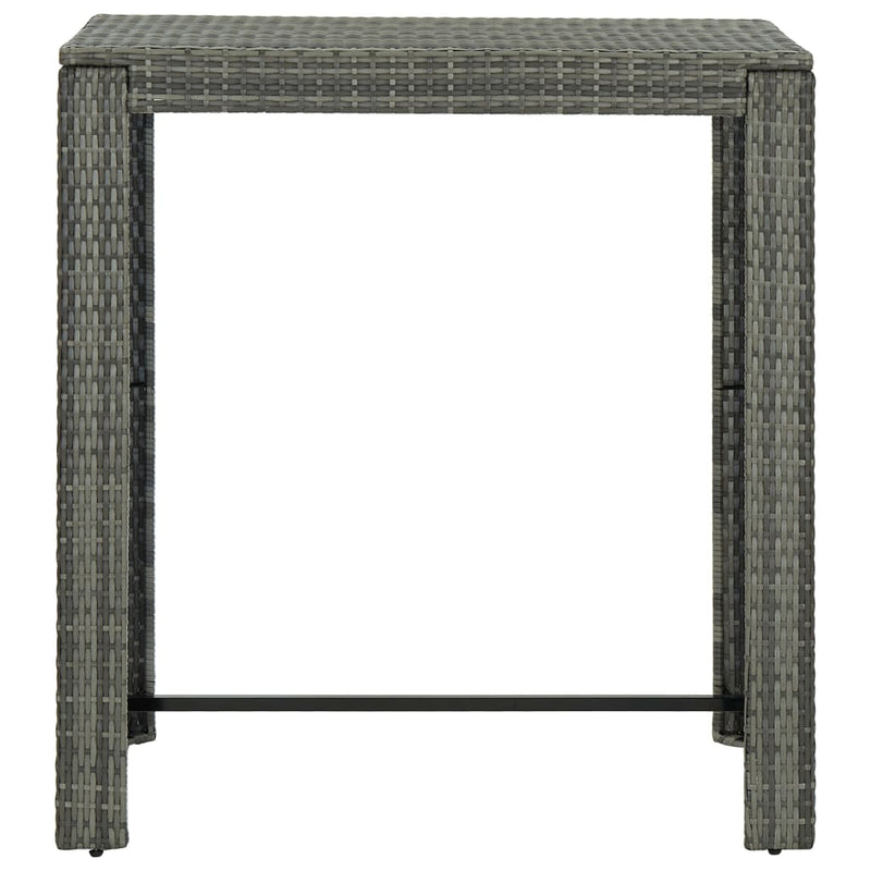 7 Piece Garden Bar Set with Cushions Poly Rattan Grey