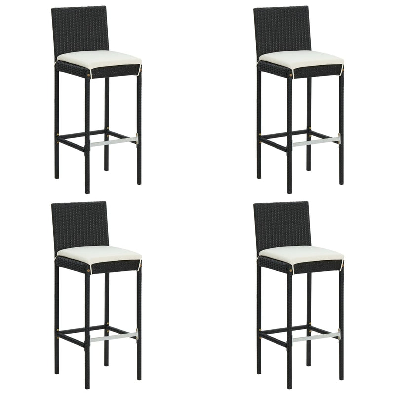 5 Piece Outdoor Bar Set with Cushions Poly Rattan Black