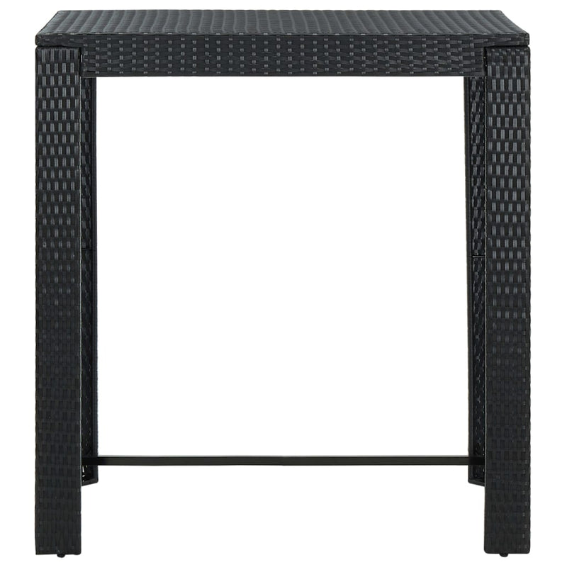 5 Piece Outdoor Bar Set with Cushions Poly Rattan Black