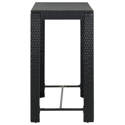 5 Piece Outdoor Bar Set with Cushions Poly Rattan Black