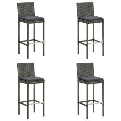 5 Piece Outdoor Bar Set with Cushions Poly Rattan Grey