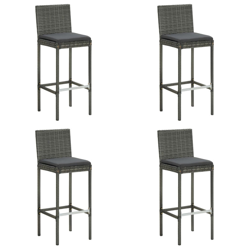 5 Piece Outdoor Bar Set with Cushions Poly Rattan Grey