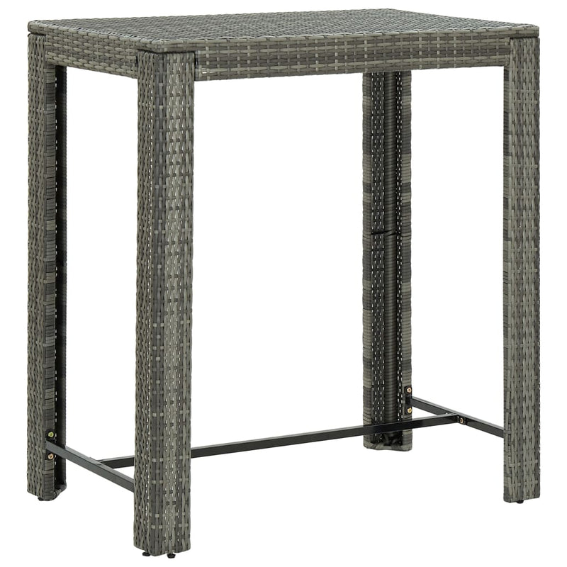 5 Piece Outdoor Bar Set with Cushions Poly Rattan Grey