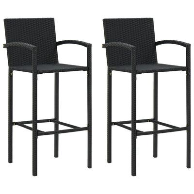 3 Piece Outdoor Bar Set with Armrest Poly Rattan Black