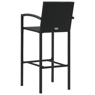 3 Piece Outdoor Bar Set with Armrest Poly Rattan Black