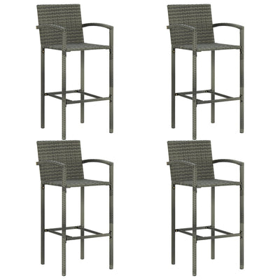 5 Piece Garden Bar Set Poly Rattan Grey