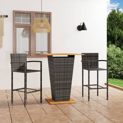 3 Piece Garden Bar Set Grey