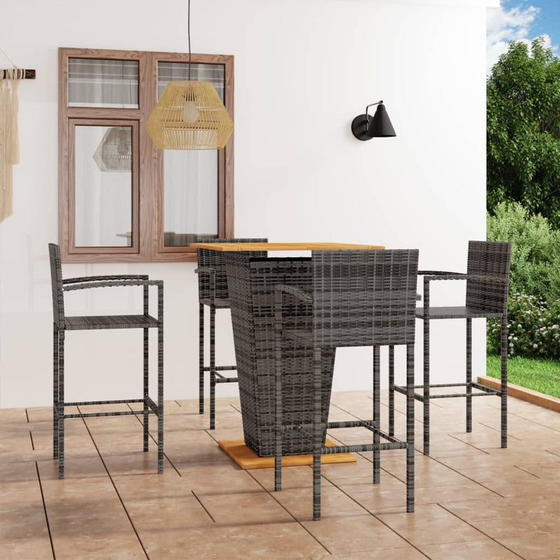 5 Piece Garden Bar Set Grey