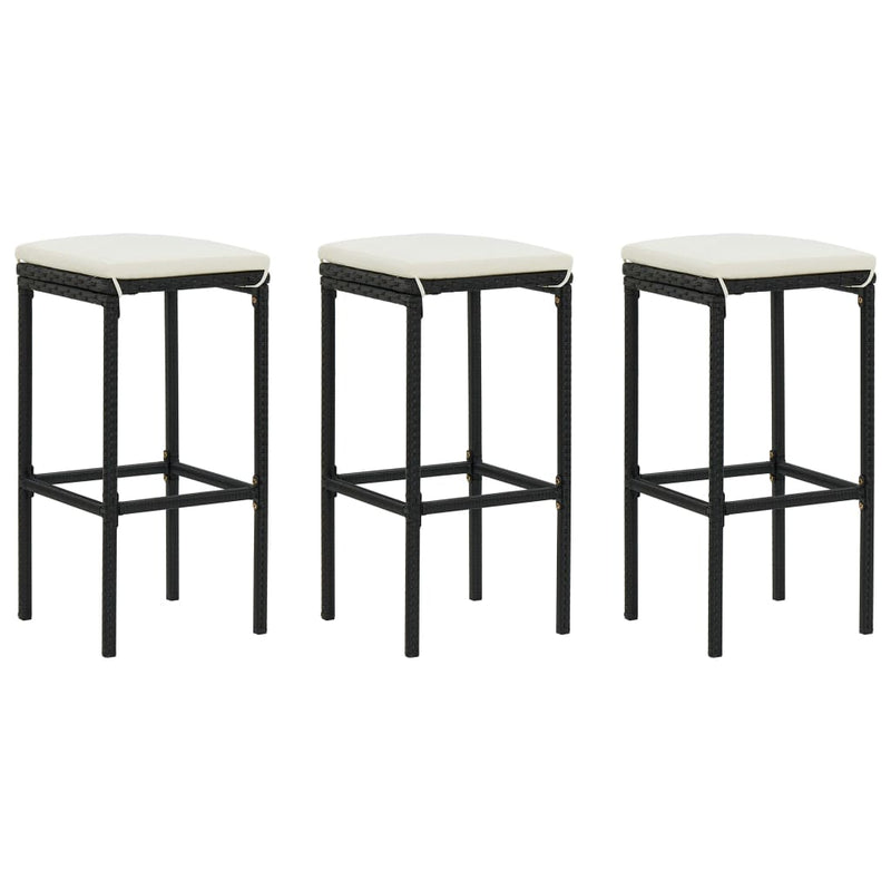 4 Piece Garden Bar Set with Cushions Black