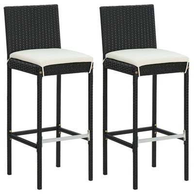 3 Piece Garden Bar Set with Cushions Black