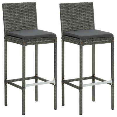 3 Piece Garden Bar Set with Cushions Grey