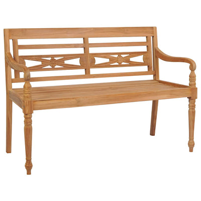 Batavia Bench with Taupe Cushion 120 cm Solid Teak Wood