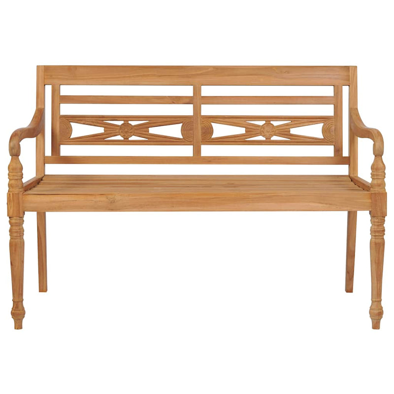 Batavia Bench with Taupe Cushion 120 cm Solid Teak Wood