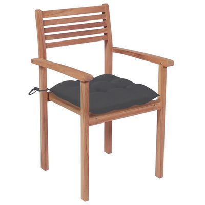 Garden Chairs 2 pcs with Anthracite Cushions Solid Teak Wood