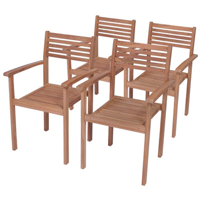 Garden Chairs 4 pcs with Cream White Cushions Solid Teak Wood