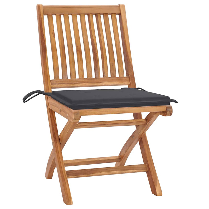 Garden Chairs 2 pcs with Anthracite Cushions Solid Teak Wood