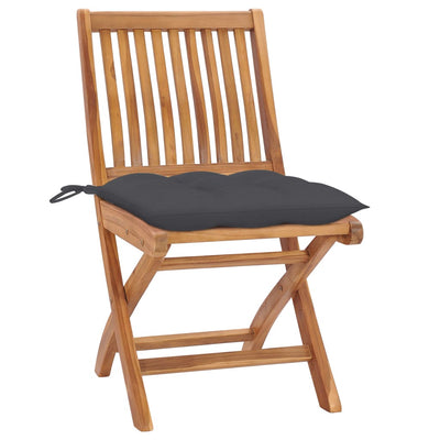 Garden Chairs 2 pcs with Anthracite Cushions Solid Teak Wood