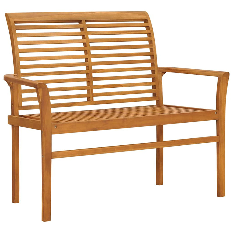 Garden Bench with Cream Cushion 112 cm Solid Teak Wood