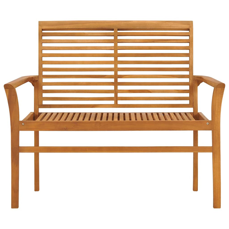 Garden Bench with Cream Cushion 112 cm Solid Teak Wood