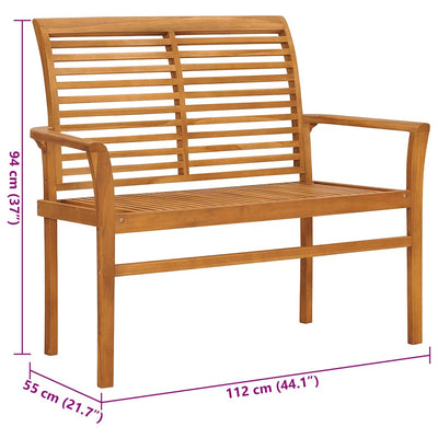 Garden Bench with Cream Cushion 112 cm Solid Teak Wood