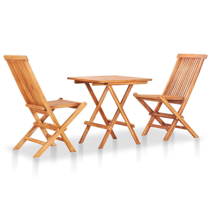 3 Piece Bistro Set with Anthracite Cushions Solid Teak Wood