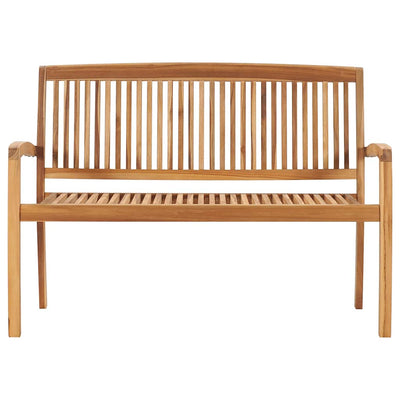 Stacking Garden Bench with Cushion 128.5 cm Solid Teak Wood