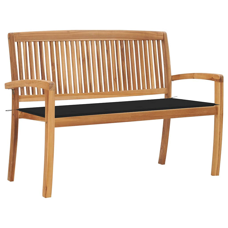 Stacking Garden Bench with Cushion 128.5 cm Solid Teak Wood