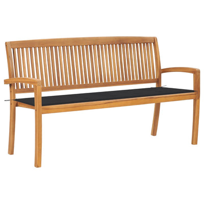 Stacking Garden Bench with Cushion 159 cm Solid Teak Wood