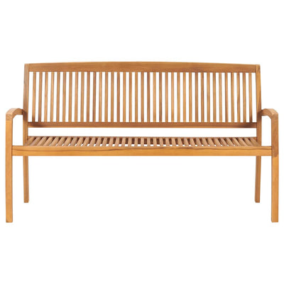 Stacking Garden Bench with Cushion 159 cm Solid Teak Wood