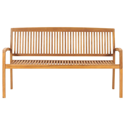 Stacking Garden Bench with Cushion 159 cm Solid Teak Wood