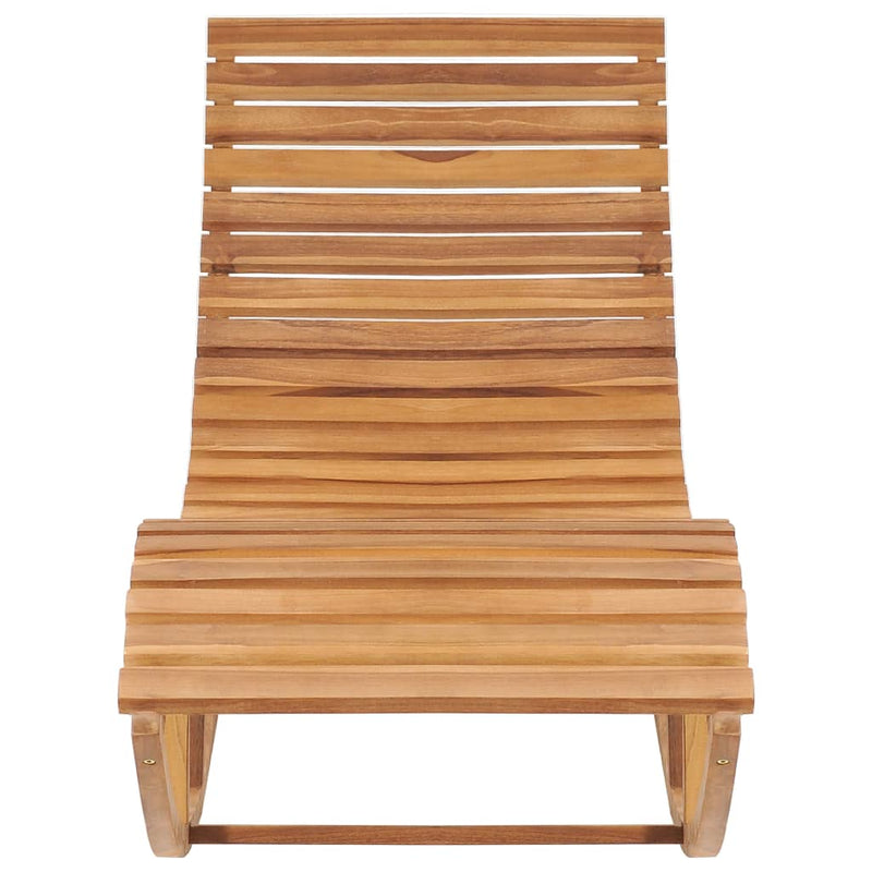 Rocking Sun Lounger with Cushion Solid Teak Wood