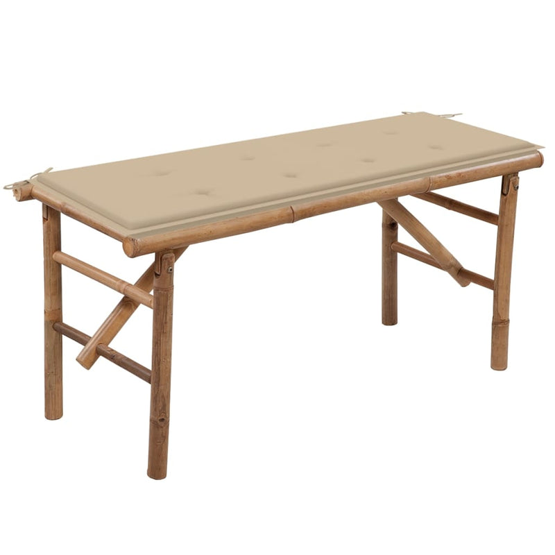 Folding Garden Bench with Cushion 118 cm Bamboo