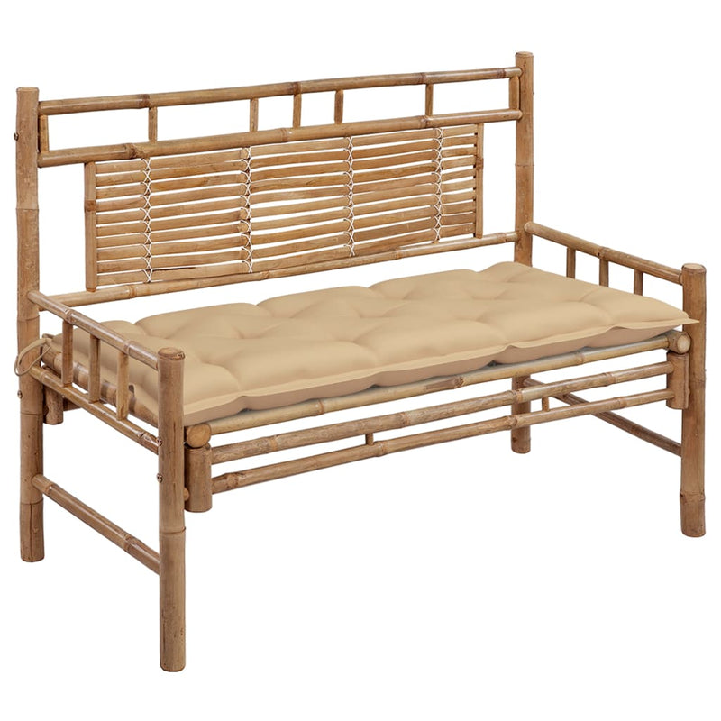 Garden Bench with Cushion 120 cm Bamboo