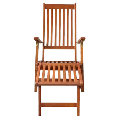 Outdoor Deck Chair with Footrest and Cushion Solid Acacia Wood