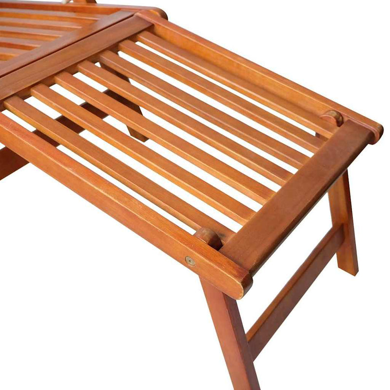 Outdoor Deck Chair with Footrest and Cushion Solid Acacia Wood