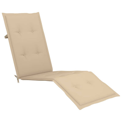 Outdoor Deck Chair with Footrest and Cushion Solid Acacia Wood