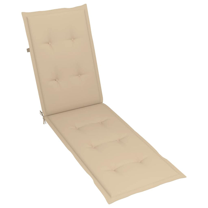 Outdoor Deck Chair with Footrest and Cushion Solid Acacia Wood