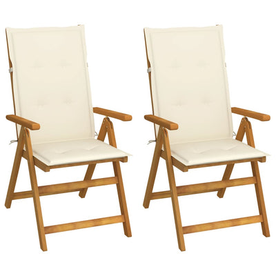 Garden Reclining Chairs 2 pcs with Cushions Solid Acacia Wood