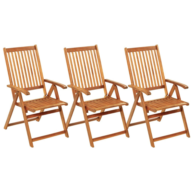 Folding Garden Chairs 3 pcs with Cushions Solid Acacia Wood